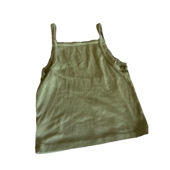 American Eagle Olive Green Lace Trim Tank Small Layering Crop Twee - Picture 1 of 5